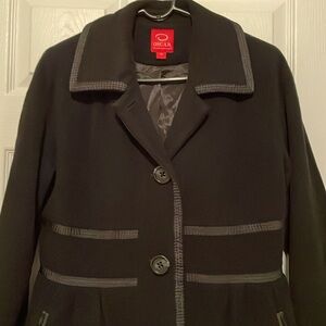 Women’s Oscar de la Renta coat sz10 black-70%wool-10% cashmere-button close-midi
